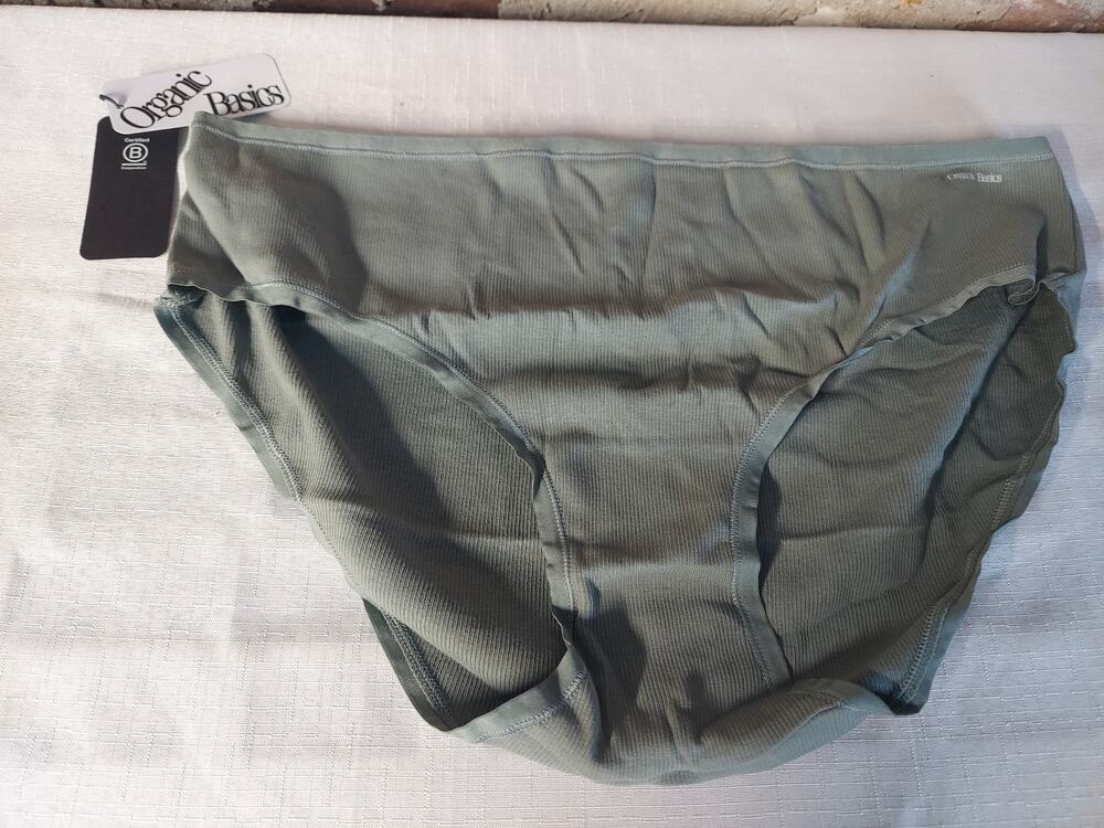 Organic Basics Womens Panties Briefs Underwear XXL Sage Green Ribbed Organic NWT